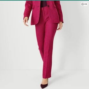 NWT! Ann Taylor Sophia Pants In Pink Houndstooth